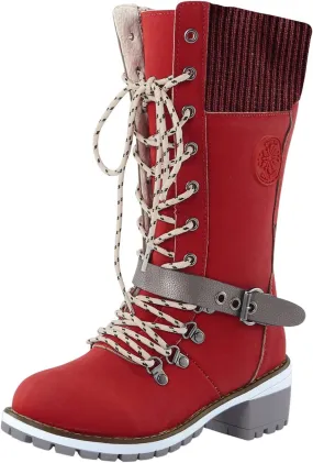 AMDBEL Winter Boots for Women 2023, Womens Motorcycle BootsWomen's Combat Riding Platform Knee High Boots Lace Up Fall Gothic Motorcycle Boots