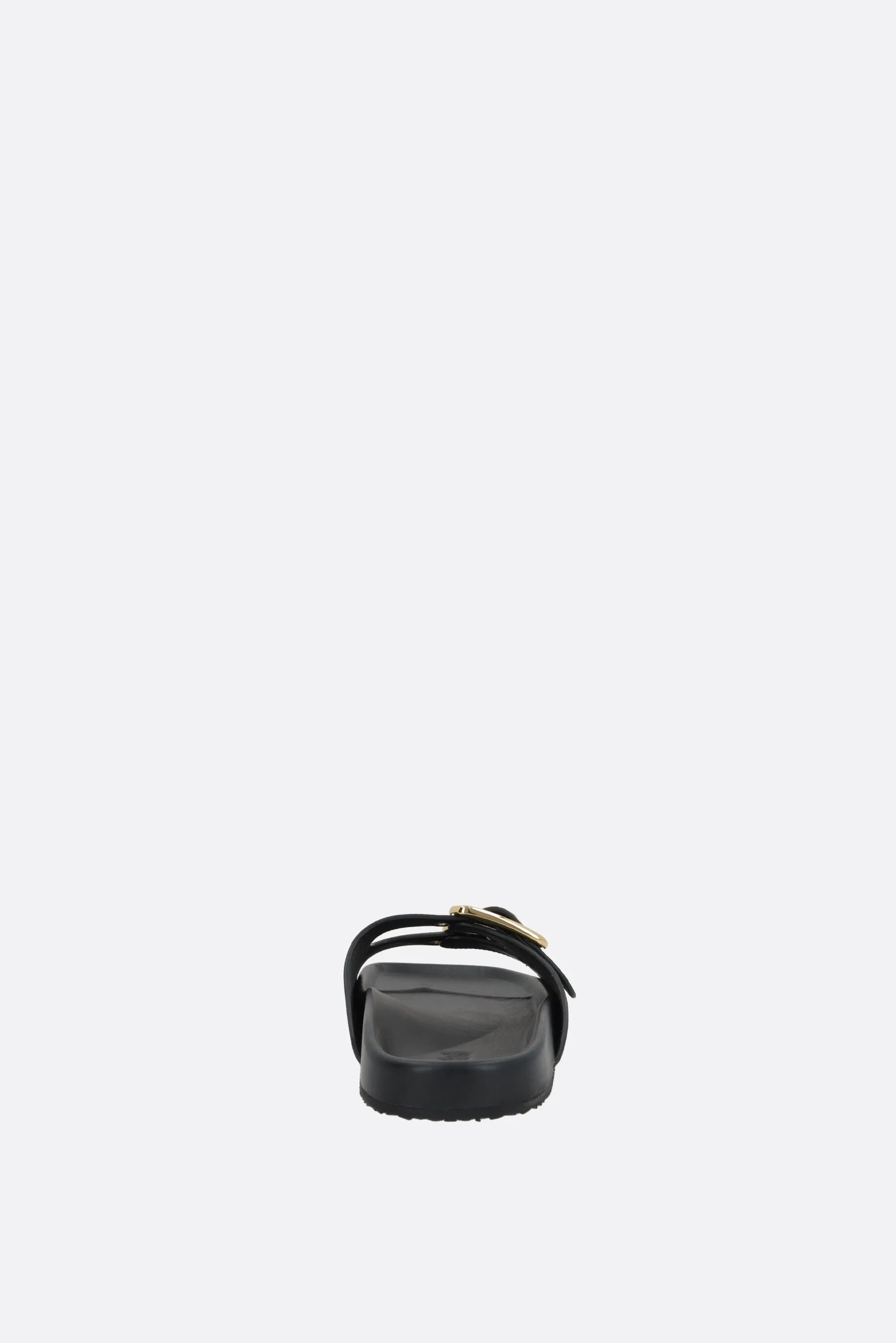 Asymmetric Pattern Leather Slides
