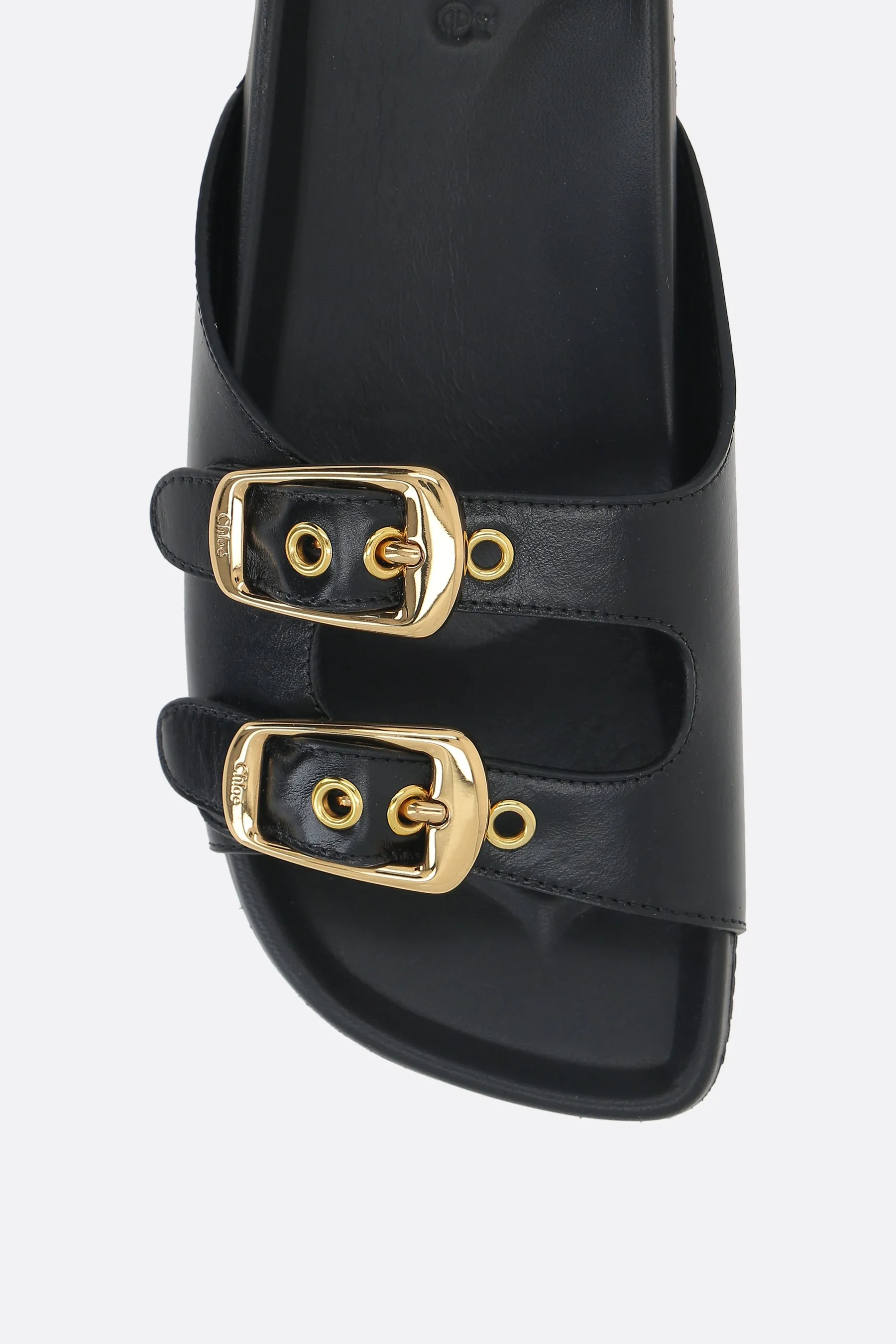 Asymmetric Pattern Leather Slides