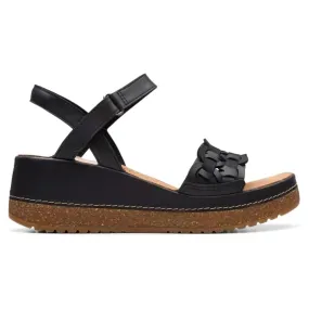 Clarks Kassanda Bar Black Leather Sandal (Women's)