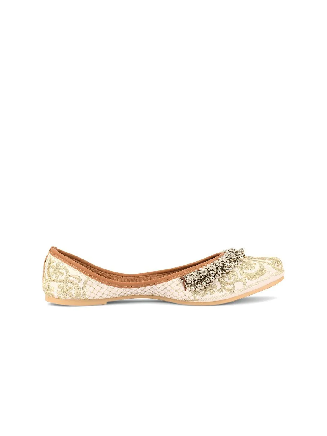 DESI COLOUR Women Embellished Woven Design Ethnic Mojaris