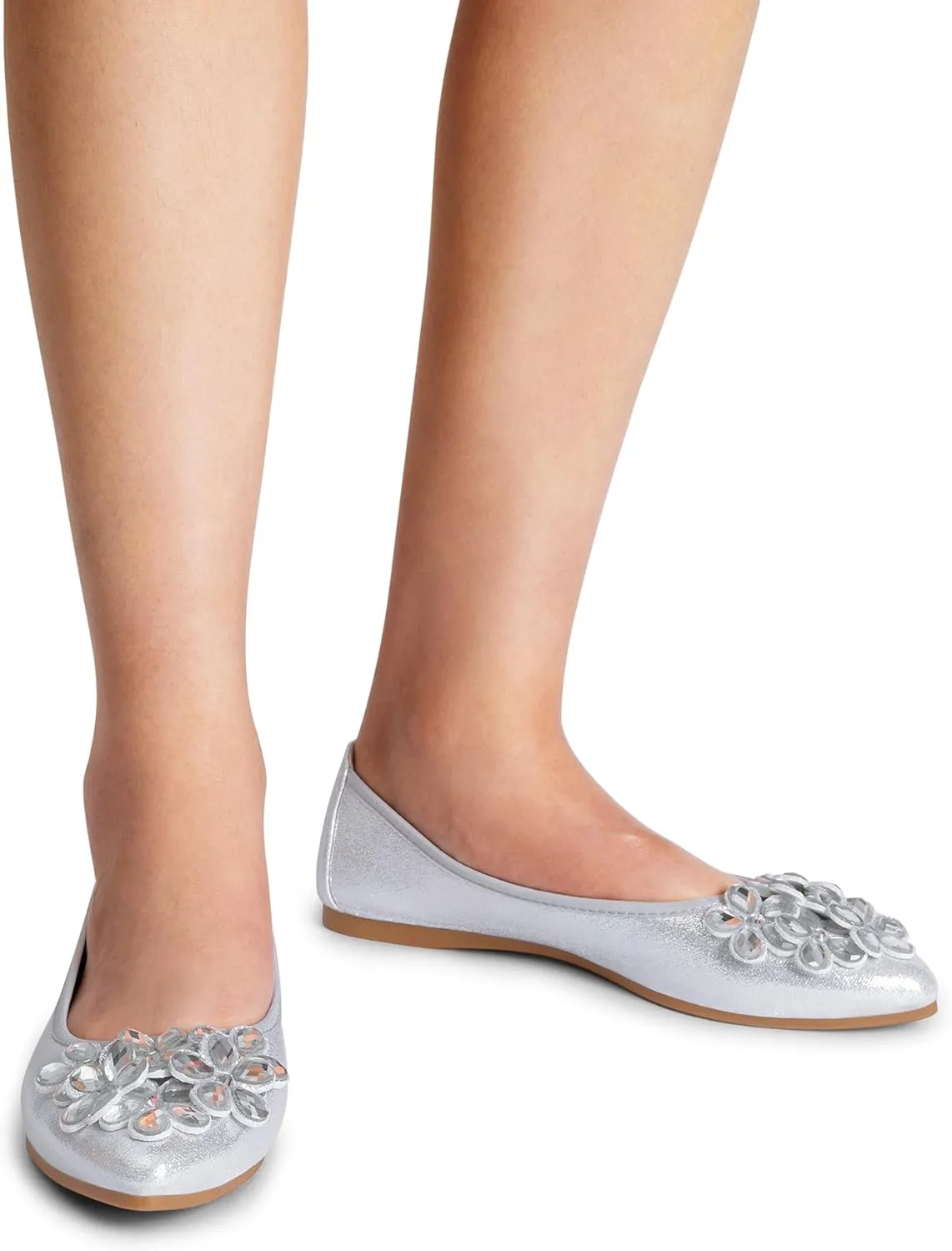 DREAM PAIRS Ballet Flats Shoes for Women, Women's Pointed Toe Rhinestone Sparkly Foldable Flats, Comfortable Shoes for Women Dressy Wedding Party Work Drive