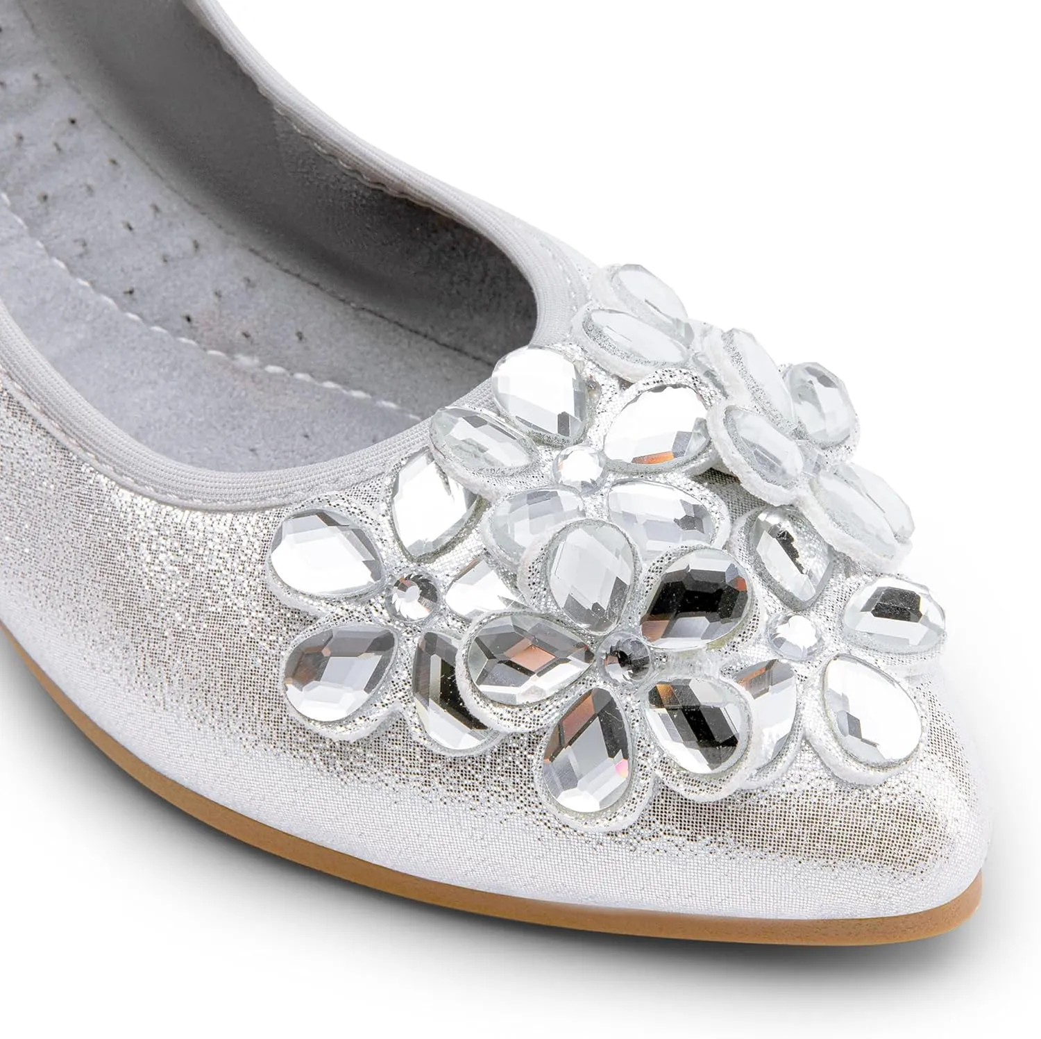 DREAM PAIRS Ballet Flats Shoes for Women, Women's Pointed Toe Rhinestone Sparkly Foldable Flats, Comfortable Shoes for Women Dressy Wedding Party Work Drive