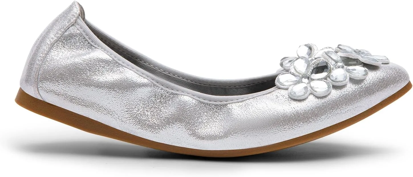 DREAM PAIRS Ballet Flats Shoes for Women, Women's Pointed Toe Rhinestone Sparkly Foldable Flats, Comfortable Shoes for Women Dressy Wedding Party Work Drive