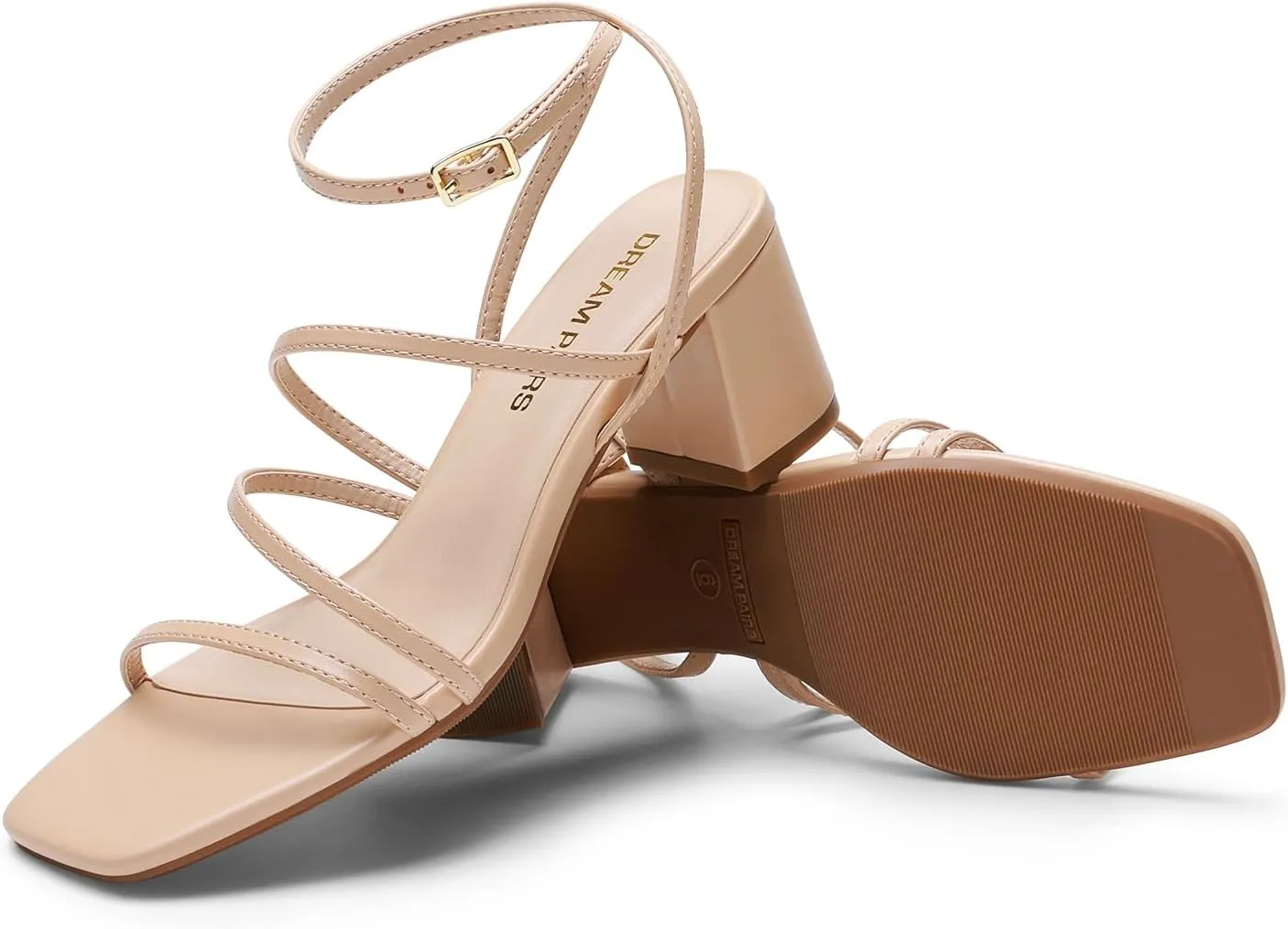 DREAM PAIRS Womens Block Heels 2 inch Strappy Square Toe Dressy Chunky Low Heeled Sandals for Party Wedding Evening