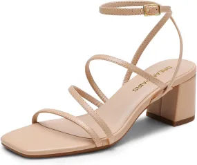 DREAM PAIRS Womens Block Heels 2 inch Strappy Square Toe Dressy Chunky Low Heeled Sandals for Party Wedding Evening