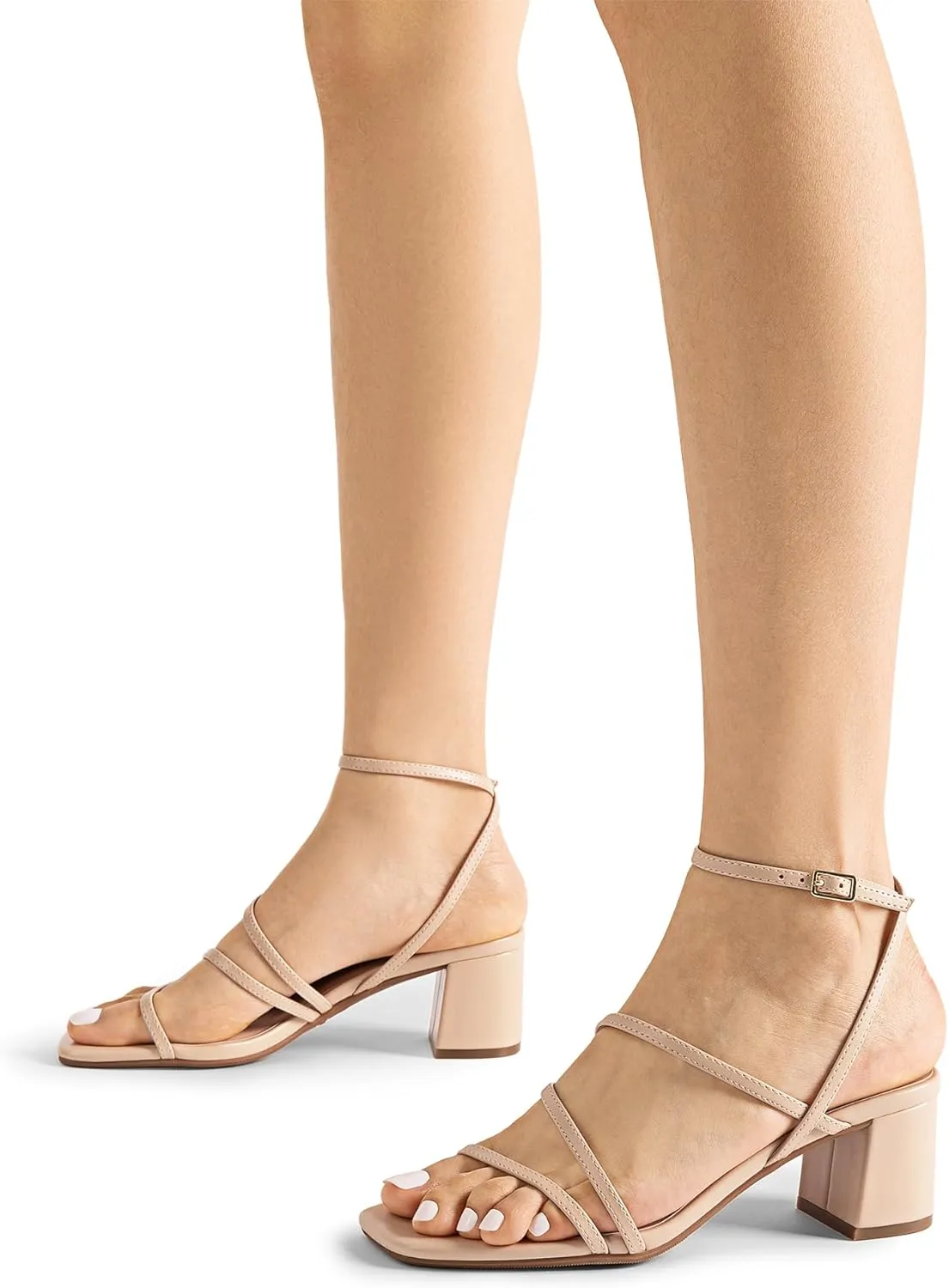 DREAM PAIRS Womens Block Heels 2 inch Strappy Square Toe Dressy Chunky Low Heeled Sandals for Party Wedding Evening