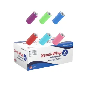 Dynarex 3217 Sensi Latex Free Self-Adherent Wrap  3" x 5 yds Assorted Colors Box of 24