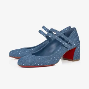 Elegant Denim Blue Pumps Strass