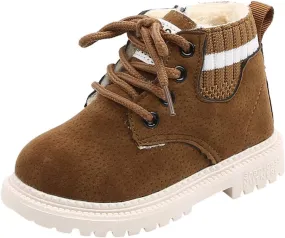 Girls Boots Ankle Boots Chunky Heel Slip on Casual Short Booties Faux Fur Lined Kids Winter Ankle Shoes with Zipper