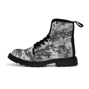 Grey Camouflage Men's Boots, Best Hiking Winter Hiking Boots Laced Up Shoes For Men (US Size: 7-10.5)