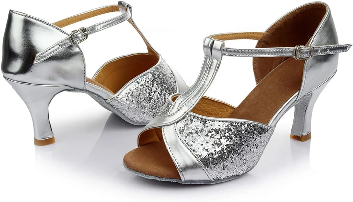 Heels for Women Satin Latin Dance Shoes Ballroom Performance Dancing Shoes Open Toe Heels with Ankle Strap