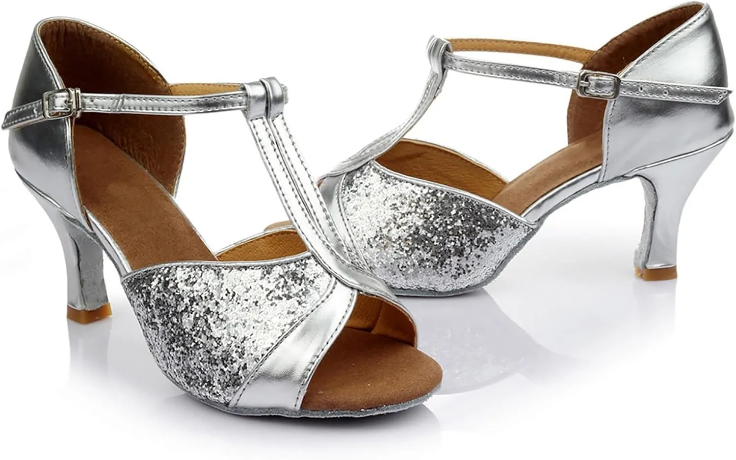 Heels for Women Satin Latin Dance Shoes Ballroom Performance Dancing Shoes Open Toe Heels with Ankle Strap