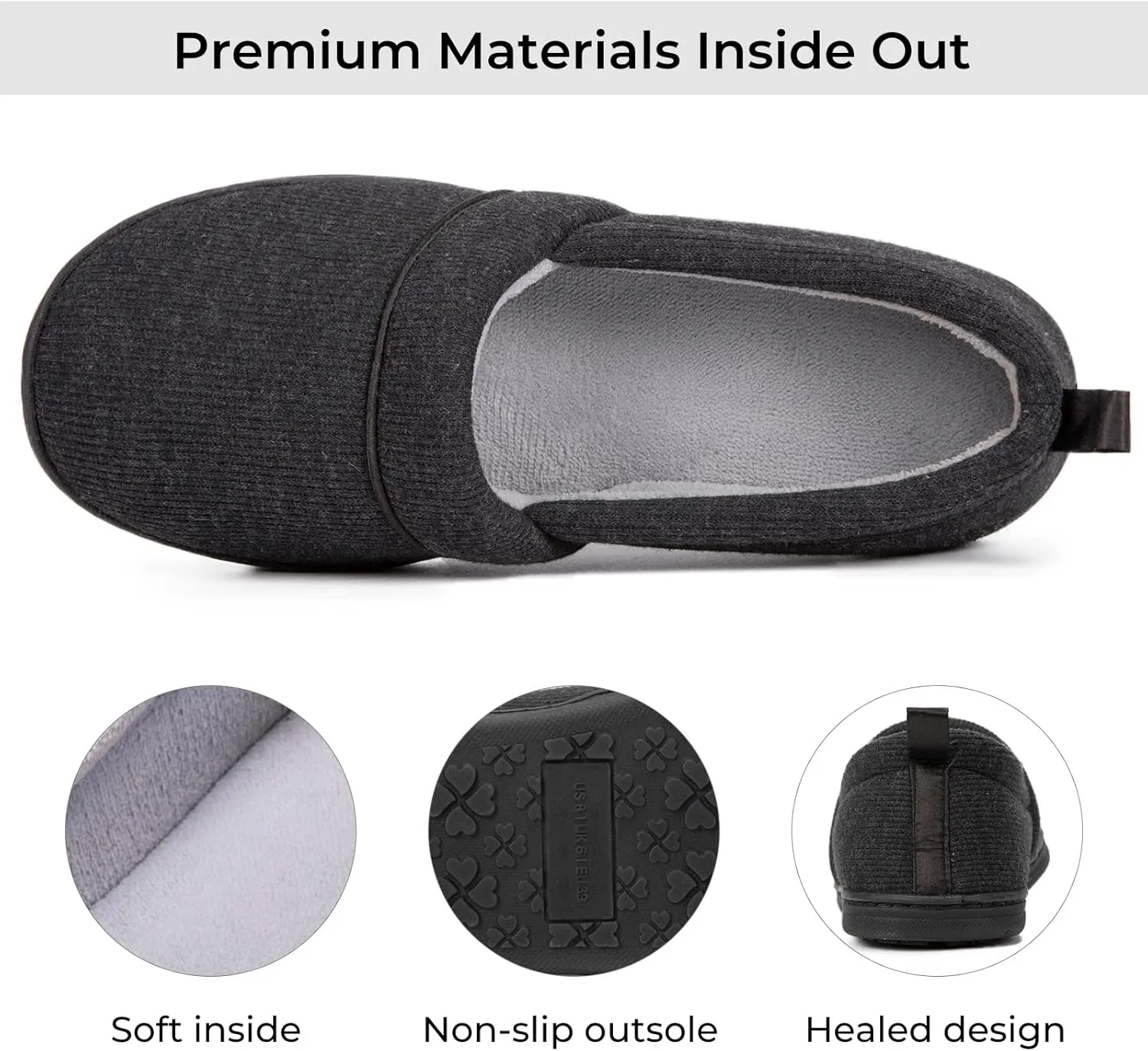 HomeTop Women's Comfy Loafer Slippers Lightweight Memory Foam Non-slip Indoor House Shoes