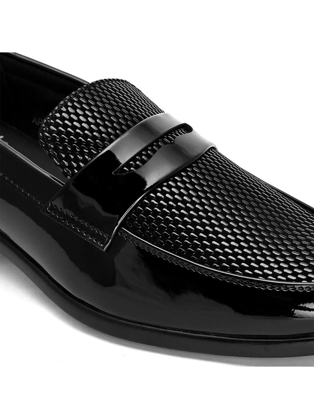 Hydes N Hues Men Black Textured Formal Slip-Ons