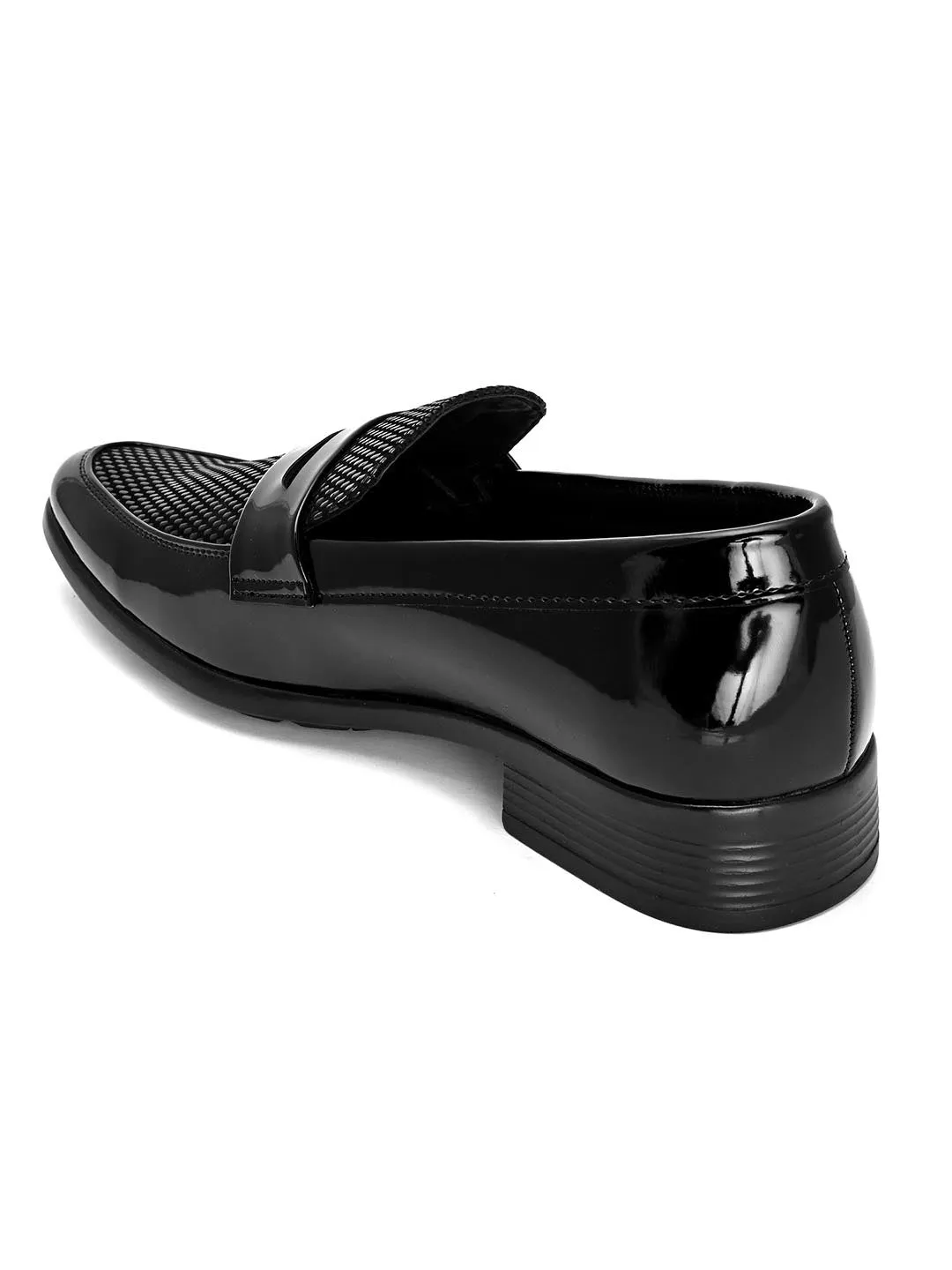 Hydes N Hues Men Black Textured Formal Slip-Ons