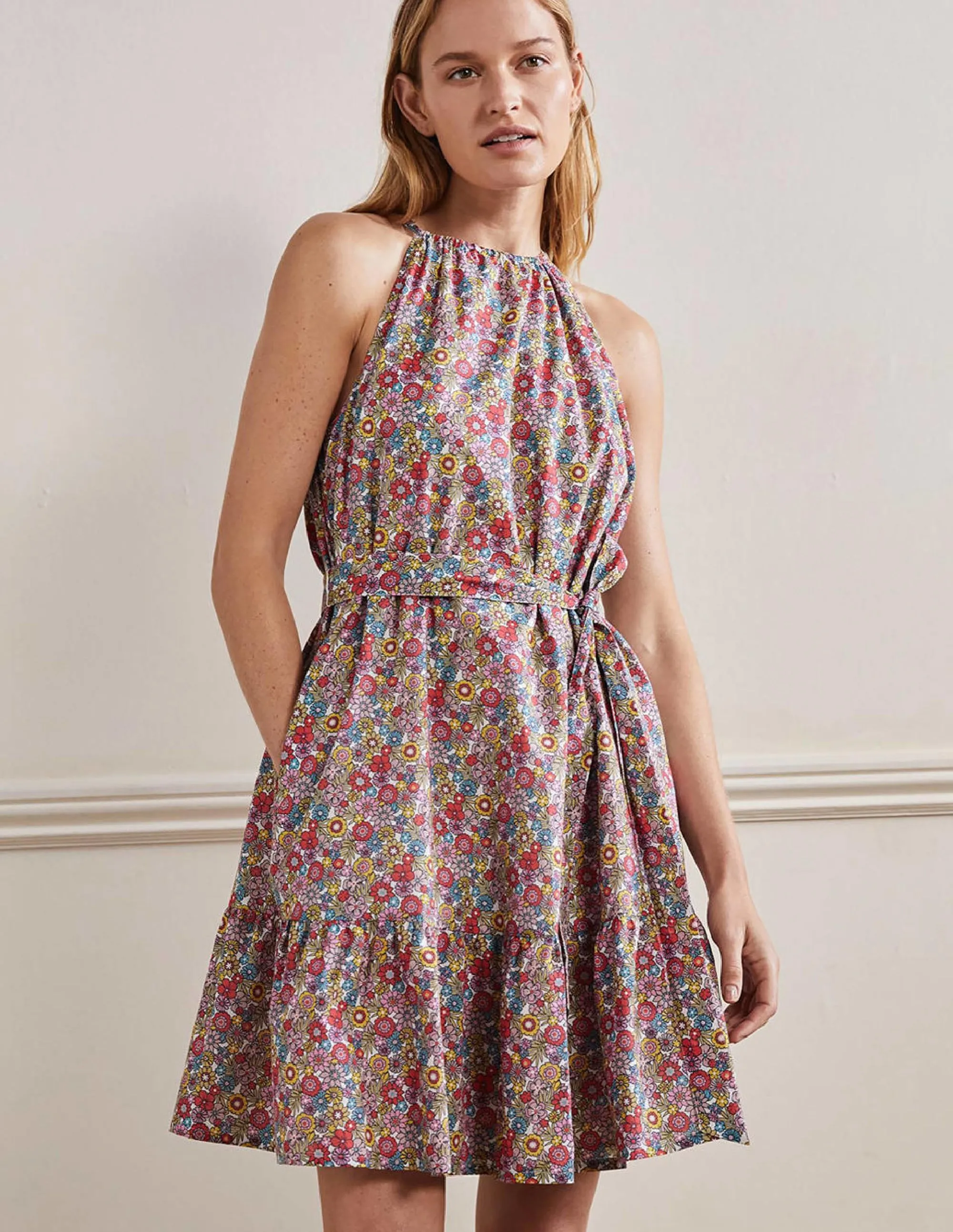 Ingrid Halterneck Dress-Multi, Bloom Garden