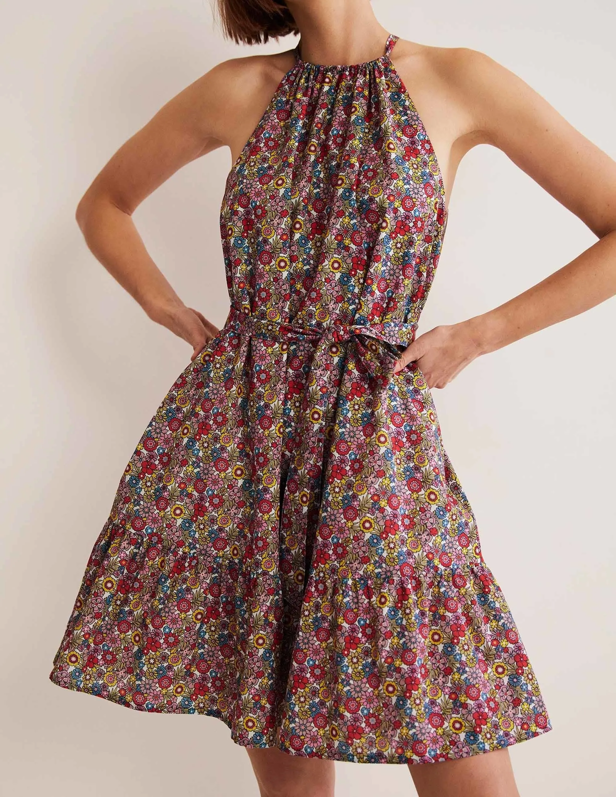 Ingrid Halterneck Dress-Multi, Bloom Garden