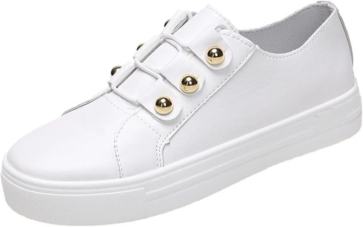 Ladmiple Shoes For Women Dressy Casual Flats Leather Sneakers Low Top Lace Up Fashion Comfortable Summer Slip On Loafers