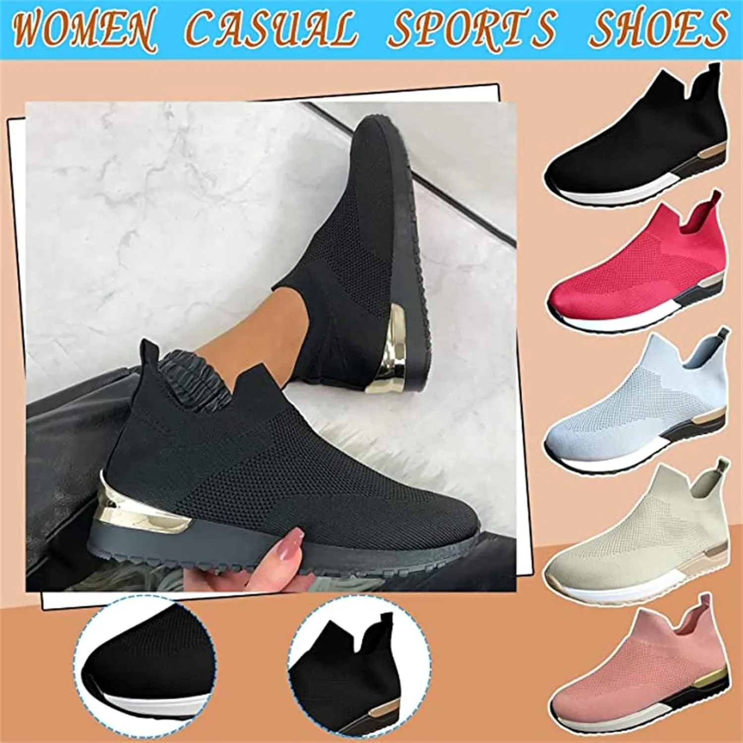 Ladmiple Shoes For Women Sneakers Trendy Slip On Lightweight Tennis Running Gym Workout Shoes Fashion Mesh Walking Sneakers