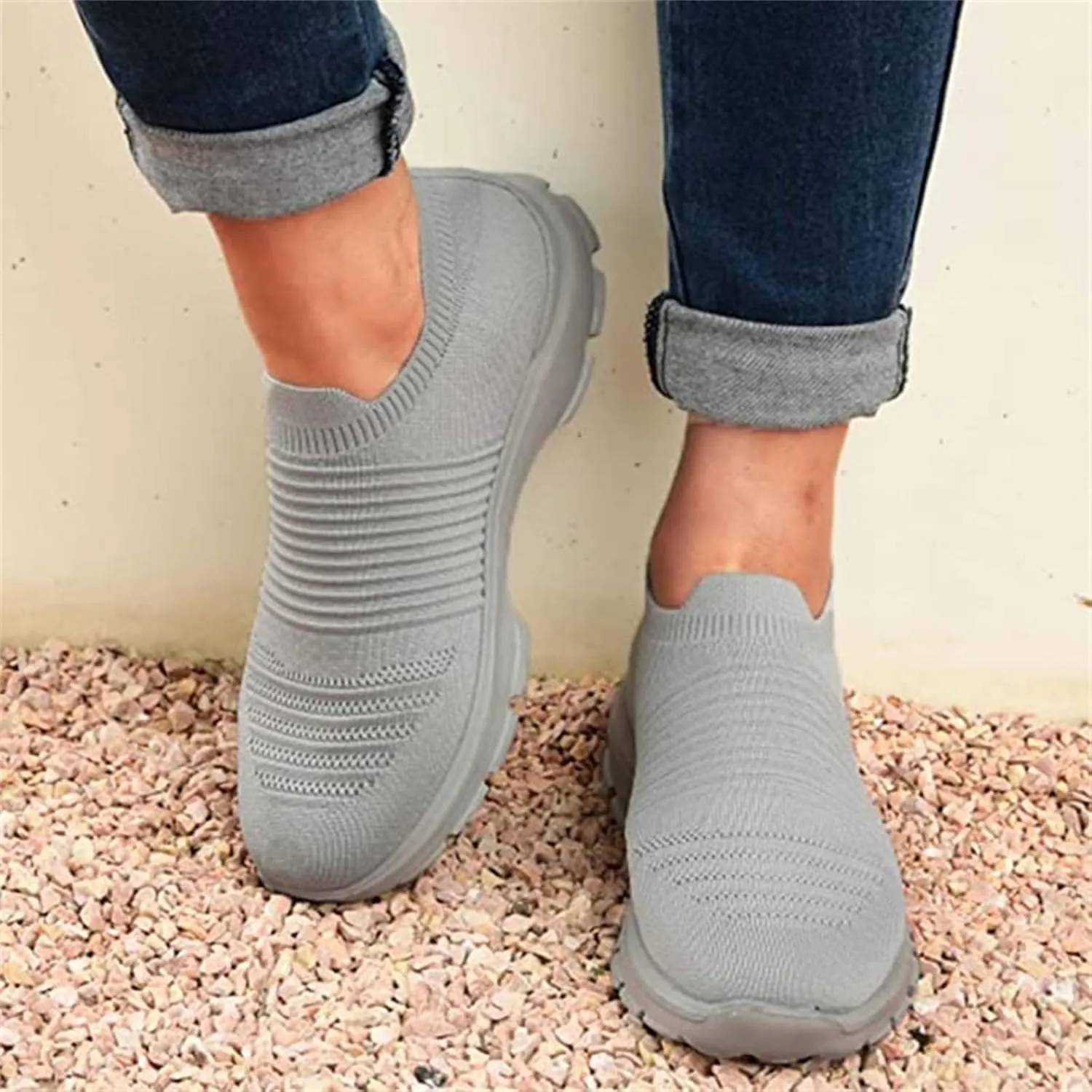 Ladmiple Walking Shoes Women Arch Support Slip On Sneakers Athletic Running Shoes Casual Comfortable Tennis Workout Sneakers