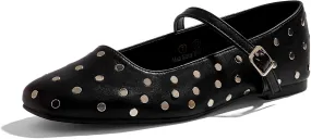 LUCKY STEP Women's Mary Jane Flat Shoes Comfortable Dress Shoes Ankle Strap Round Toe Retro Faux Leather Slip On Flats
