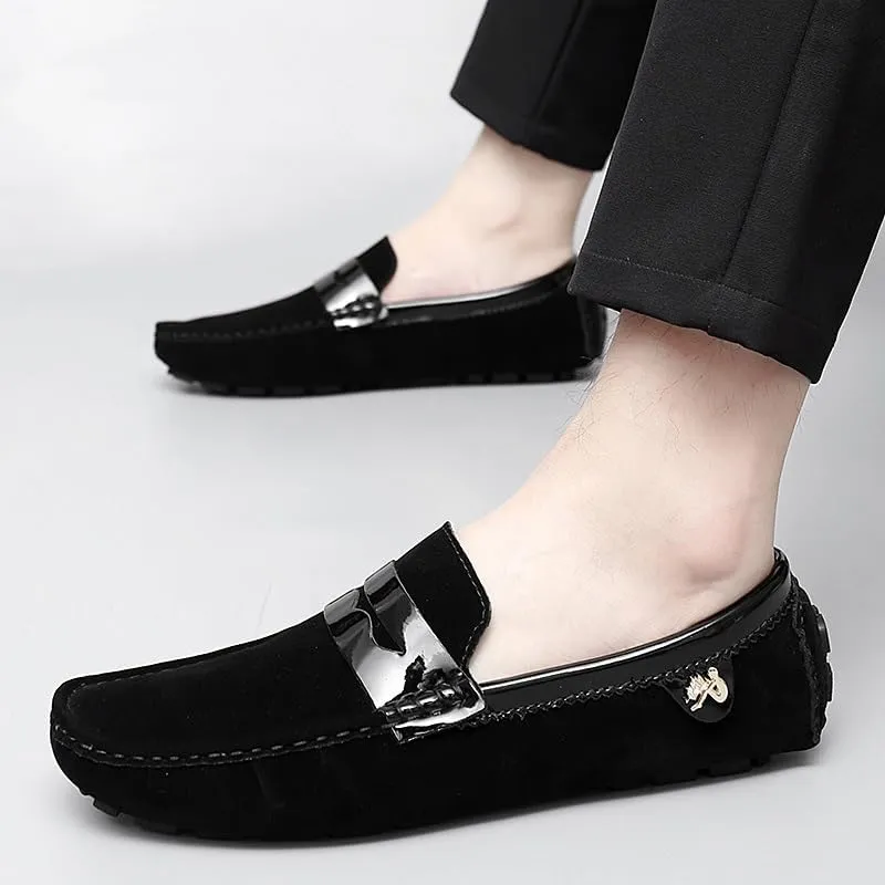 Mens Loafers Round Toe PU Leather Penny Driving Loafers Comfortable Anti-Slip Lightweight Casual Wedding Slip-ons