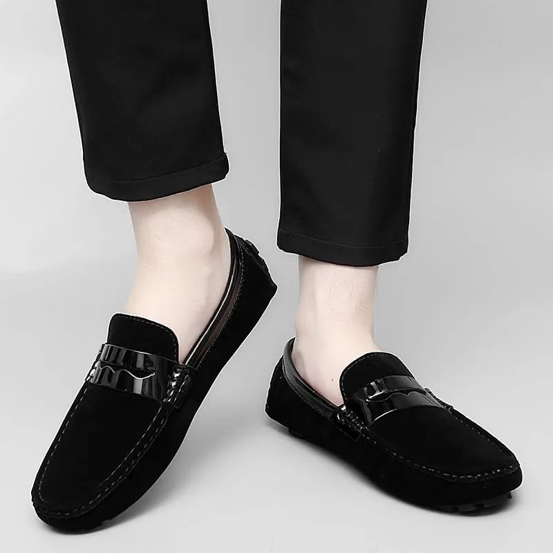 Mens Loafers Round Toe PU Leather Penny Driving Loafers Comfortable Anti-Slip Lightweight Casual Wedding Slip-ons