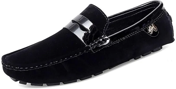 Mens Loafers Round Toe PU Leather Penny Driving Loafers Comfortable Anti-Slip Lightweight Casual Wedding Slip-ons