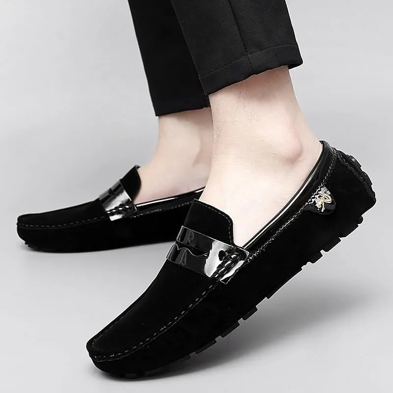 Mens Loafers Round Toe PU Leather Penny Driving Loafers Comfortable Anti-Slip Lightweight Casual Wedding Slip-ons