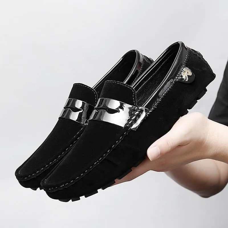 Mens Loafers Round Toe PU Leather Penny Driving Loafers Comfortable Anti-Slip Lightweight Casual Wedding Slip-ons