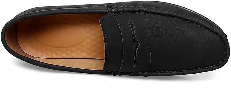 Men's Loafers Round Toe Vegan Leather Penny Loafers Lightweight Slip Resistant Flexible Classic Wedding Slip-ons