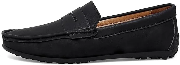 Men's Loafers Round Toe Vegan Leather Penny Loafers Lightweight Slip Resistant Flexible Classic Wedding Slip-ons