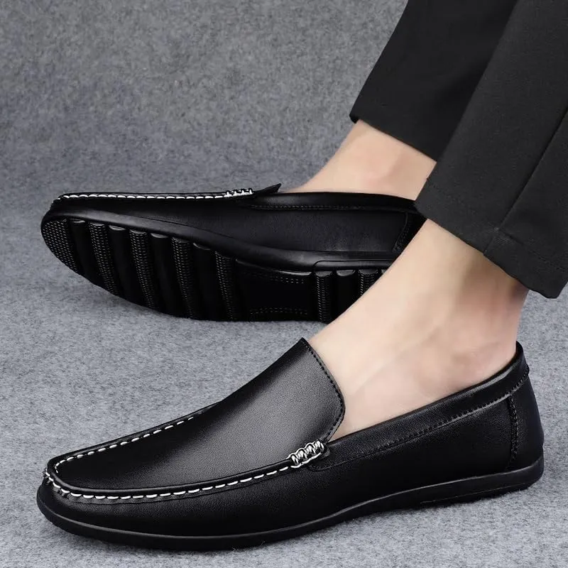 Mens Loafers Shoe Round Toe Faux Leather Penny Loafers Flexible Lightweight Comfortable Walking Slip-ons