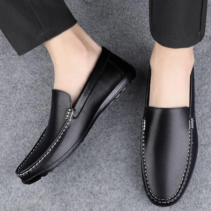 Mens Loafers Shoe Round Toe Faux Leather Penny Loafers Flexible Lightweight Comfortable Walking Slip-ons
