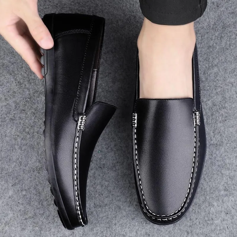 Mens Loafers Shoe Round Toe Faux Leather Penny Loafers Flexible Lightweight Comfortable Walking Slip-ons