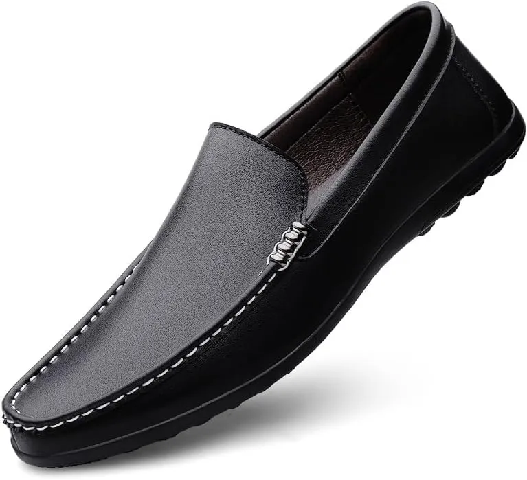 Mens Loafers Shoe Round Toe Faux Leather Penny Loafers Flexible Lightweight Comfortable Walking Slip-ons