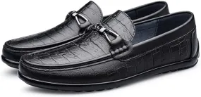 Men's Loafers Shoes Moccasins Shoes Faux Crocodile Print Leather Anti-Slip Lightweight Flat Heel Prom Casual Slip-ons