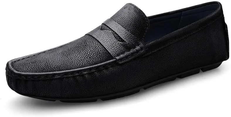 Men's Loafers Square Toe Nubuck Leather Penny Driving Loafers Comfortable Slip Resistant Flat Heel Wedding Slip-ons