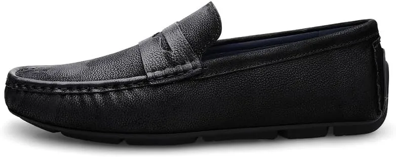 Men's Loafers Square Toe Nubuck Leather Penny Driving Loafers Comfortable Slip Resistant Flat Heel Wedding Slip-ons