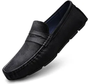 Men's Loafers Square Toe Nubuck Leather Penny Driving Loafers Comfortable Slip Resistant Flat Heel Wedding Slip-ons