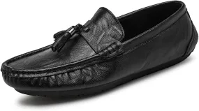 New Loafers for Men Genuine Leather Stitching Details Round Toe Tassel Lightweight Anti-slip Comfortable Wedding Slip-ons