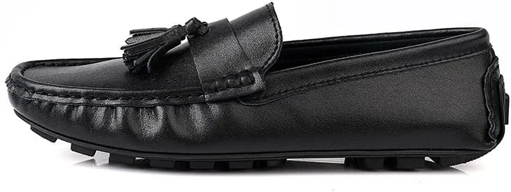 New Men's Loafers Round Toe with Tassel Faux Leather Driving Loafers Anti-Slip Flat Heel Comfortable Casual Walking Slip-ons