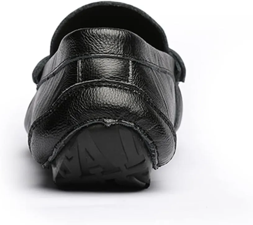 New Men's Loafers Shoes Genuine Leather Tassel Stitching Details Round Toe Anti-slip Flat Heel Flexible Prom Slip-ons