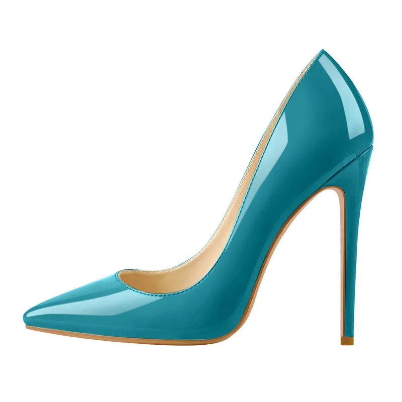 Pointed Toe Patent Leather Thin Heels Shoes