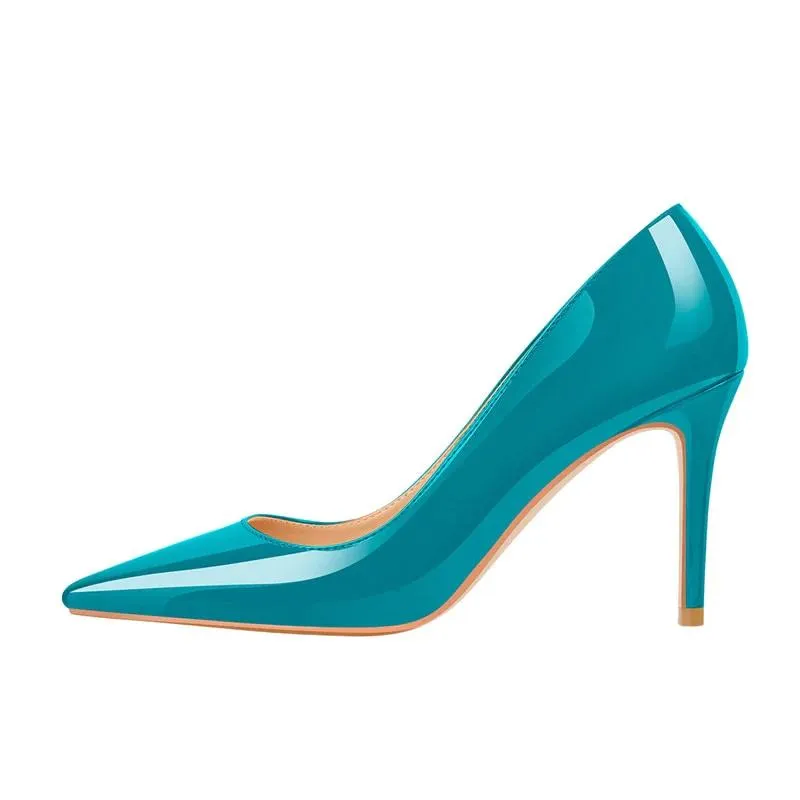Pointed Toe Patent Leather Thin Heels Shoes