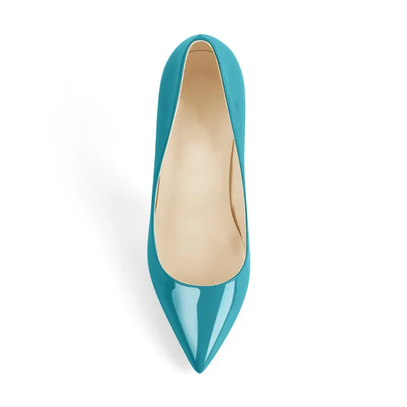 Pointed Toe Patent Leather Thin Heels Shoes