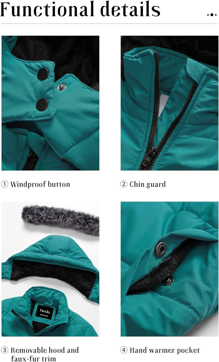 Pursky Girls' Warm Winter Coat Long Parka Fleece Lined Waterproof Puffer Jacket With Removable Hood