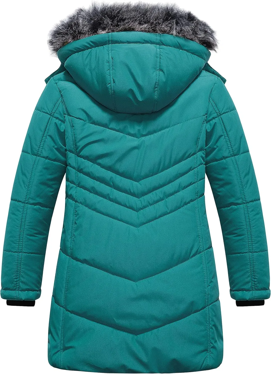 Pursky Girls' Warm Winter Coat Long Parka Fleece Lined Waterproof Puffer Jacket With Removable Hood