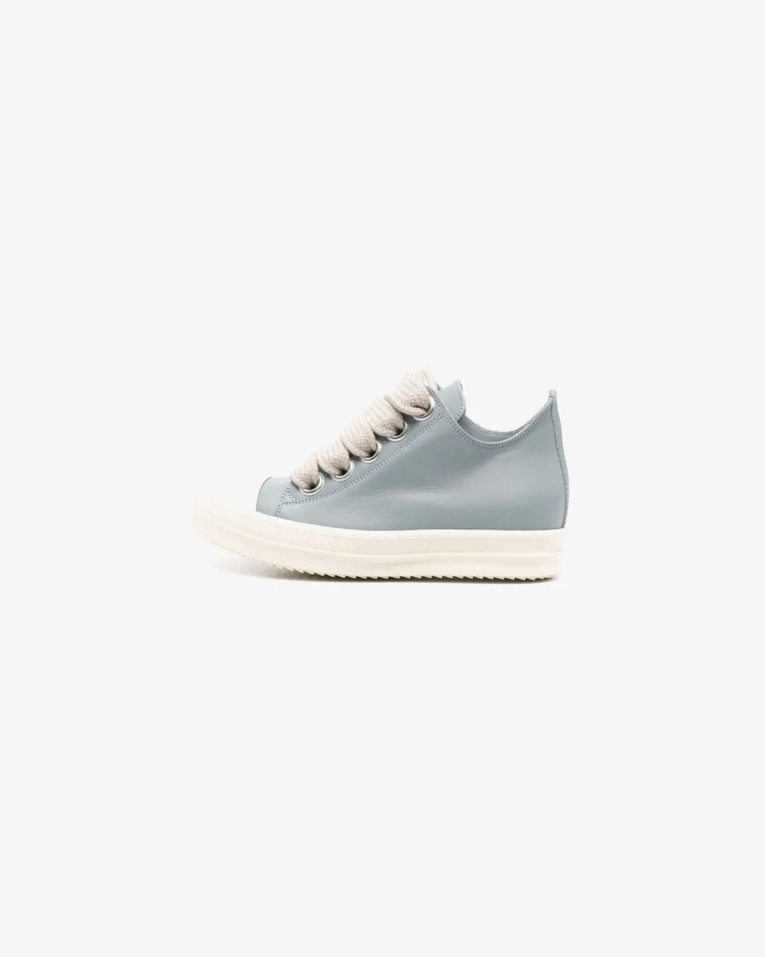 Rick Owens Jumbo Laced Low Top Sneakers in Pale Blue and Milk